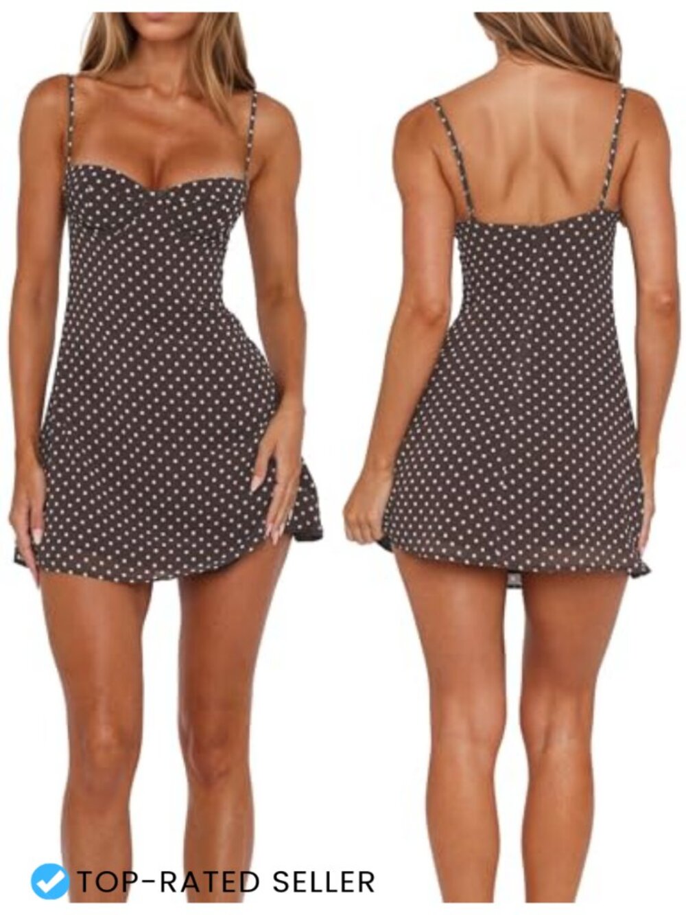 Women's Polka Dot Y2K Spaghetti Strap Backless A-Line Mini Dress